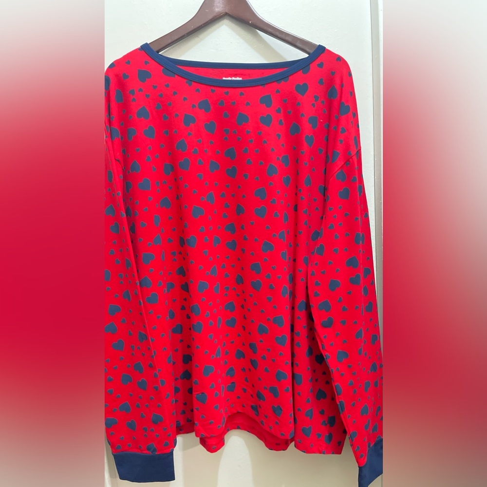 NWOT SETFAMILY FEELING Pajamas With Blue Hearts Color Red Size XXXL 100% Cotton.